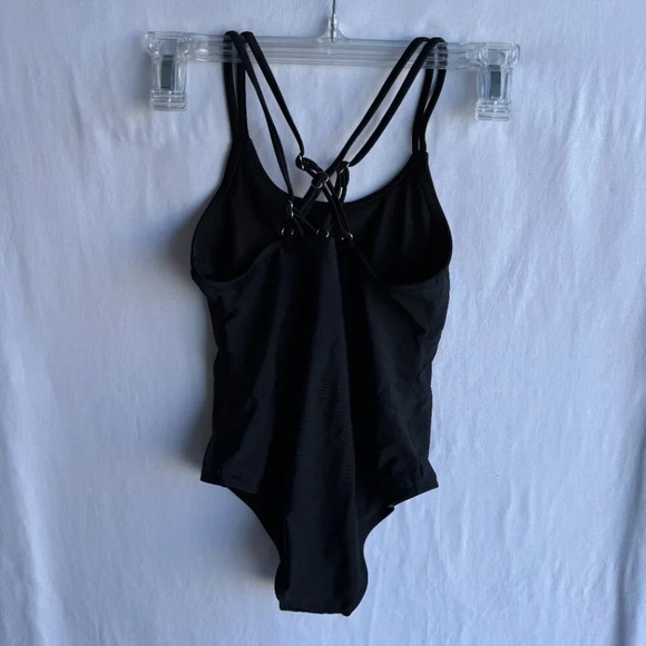 Black One-Piece Swimsuit with Crossback Straps - Girls Size 8Y - Picture 3 of 3